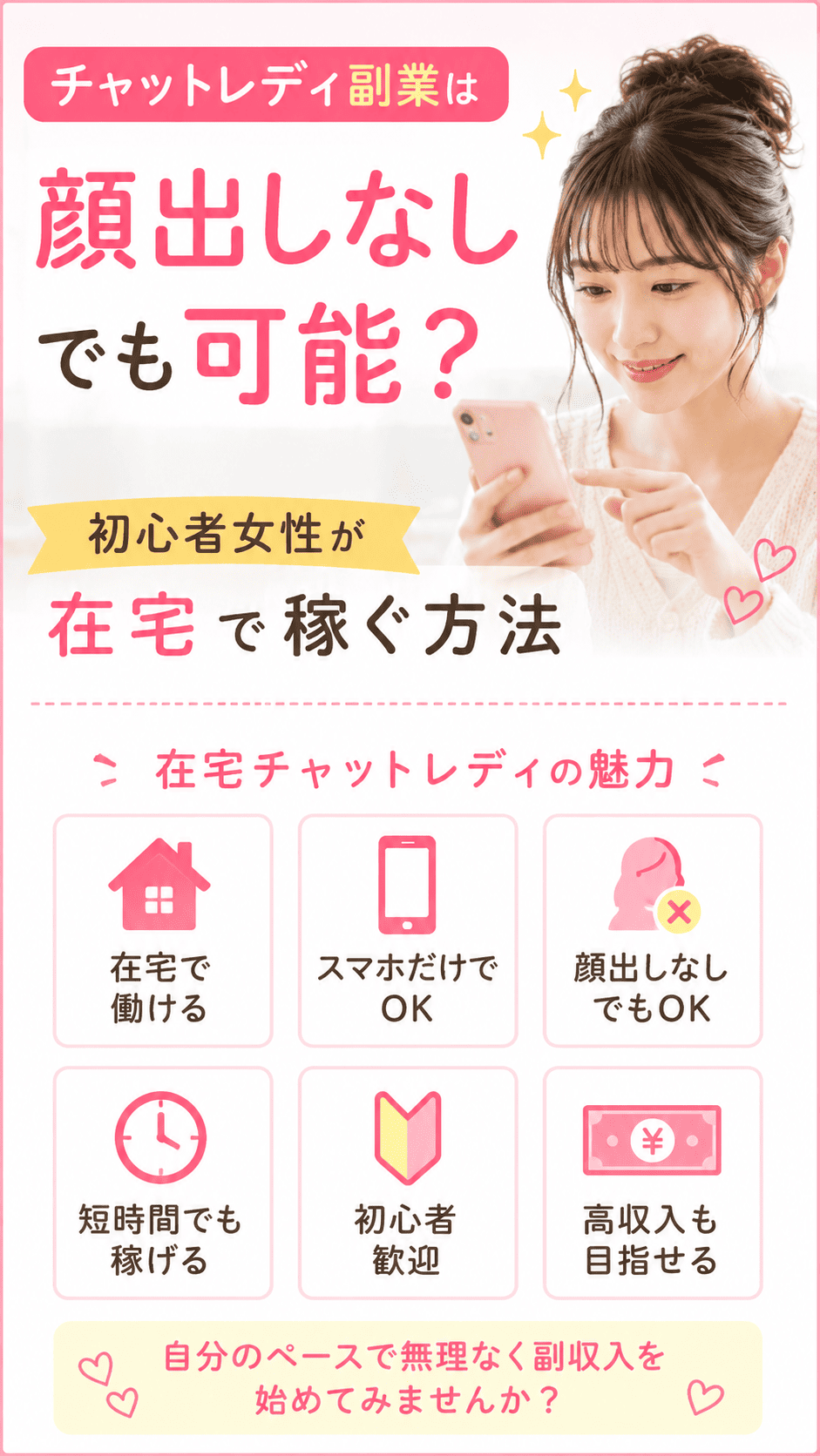 チャットレディ副業は顔出しなしでも可能？初心者女性が在宅で稼ぐ方法